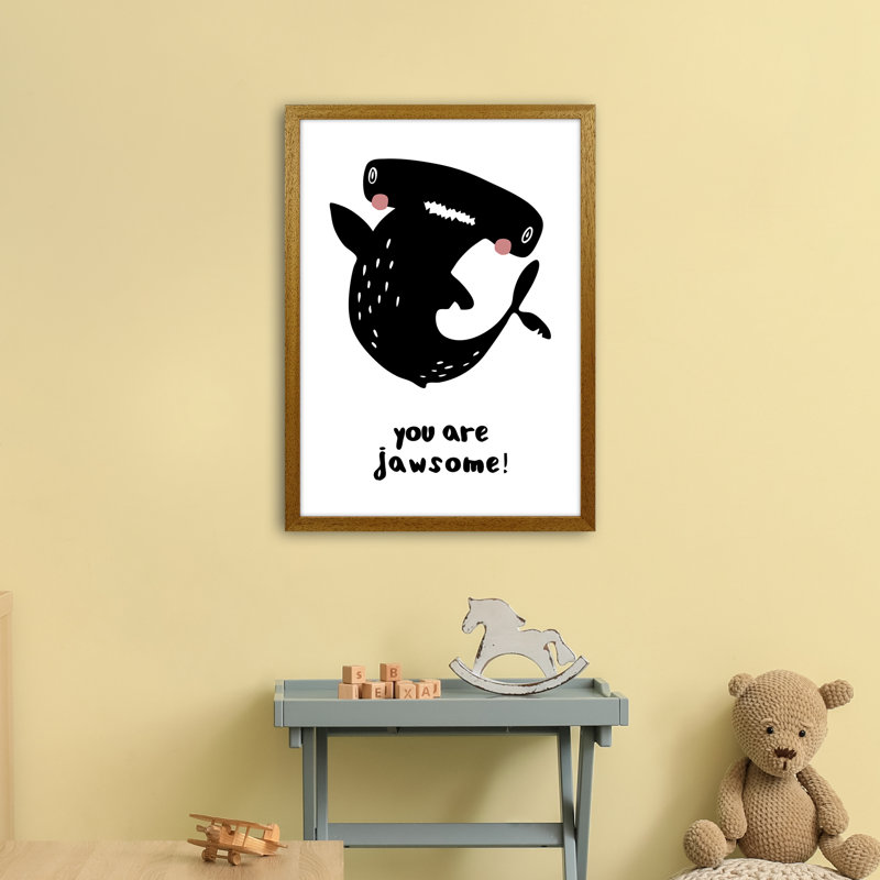 Shark by Miniofmine - Print, Brown Framed, 63cm H x 46cm W x 3cm D