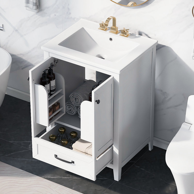 Armoire de salle de bain avec tiroir et porte