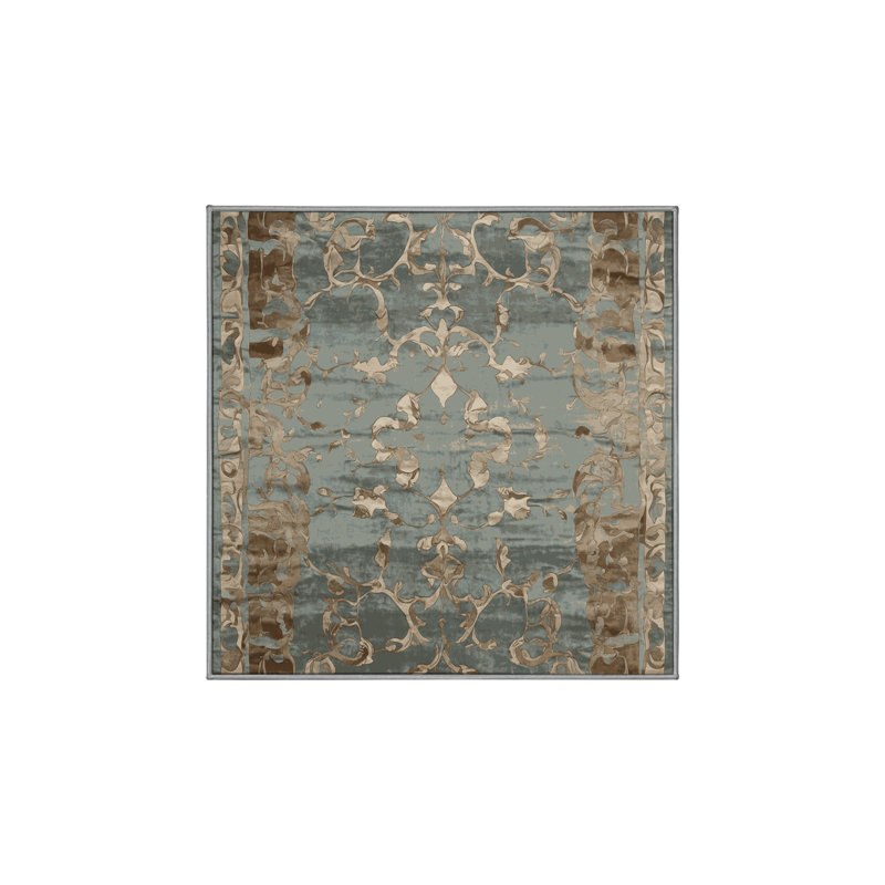 Tapis gris soyeux et moelleux, Carré 6 pi