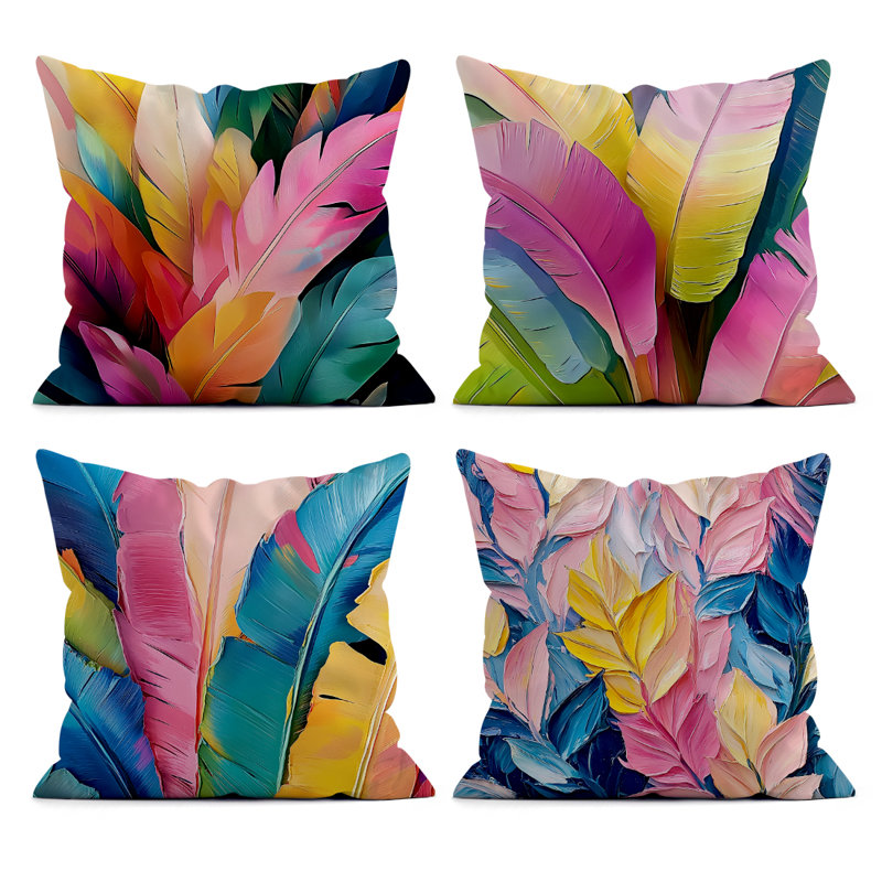 4 Pcs Leaves Pattern Decorative Pillow Covers
