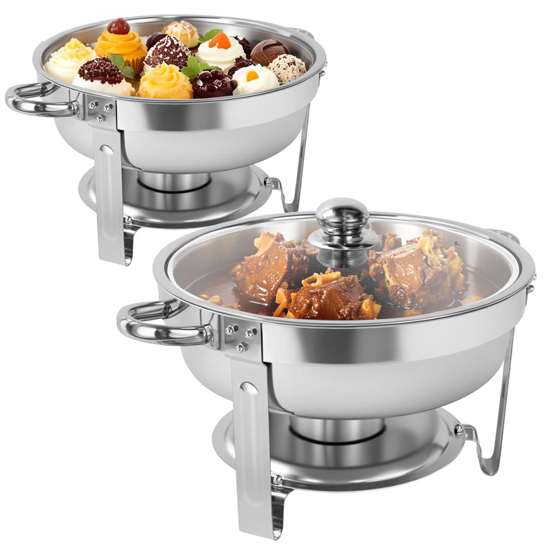 Ensemble de 2 buffets ronds en argent 6 pte avec couvercle en verre, Argent argent