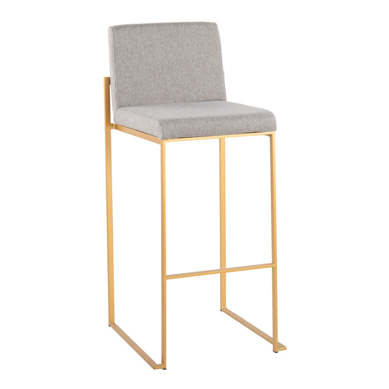 Tabouret de bar contemporain à haut dossier, Doré, Gris clair, 2