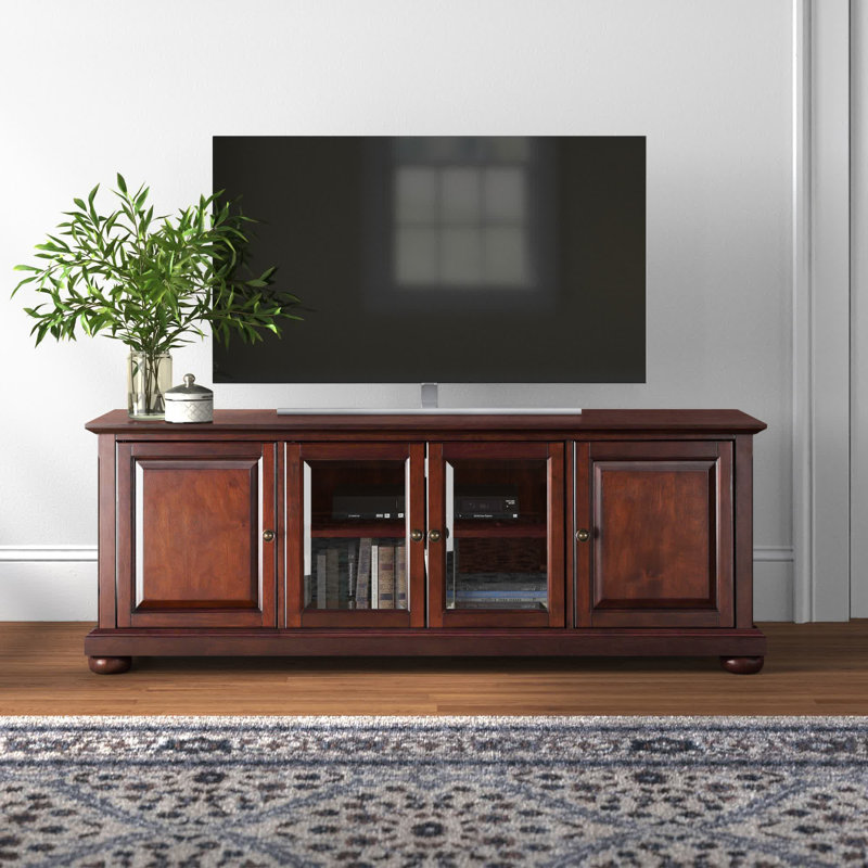 Hedon Unfinished TV Stand for TVs up to 65", Vintage Mahogany