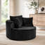 Oversized Round Swivel Accent Chair with Plush Upholstery & Matching Throw Pillows-Black