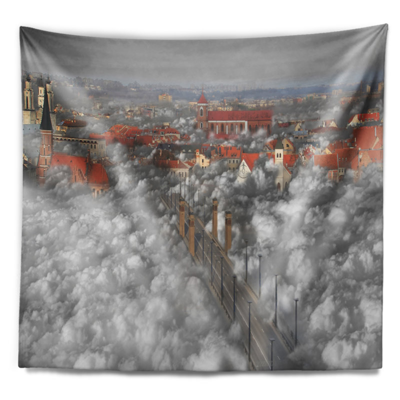 Résumé quand le nuage descend de la tapisserie, H 32 po x l 39 po