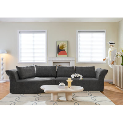 Modern Minimalist Modular Sectional Sofa Left Arm, , Foam, 2 Pieces, Sectional Sofa, Dark Gray, Modular combination design