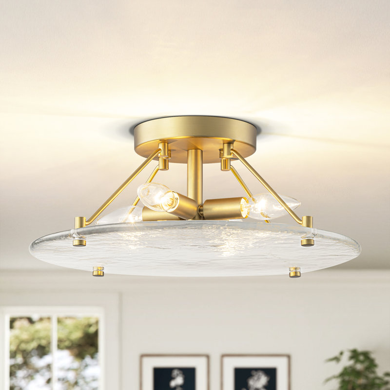 Plafonnier encastré en verre 4 lumières