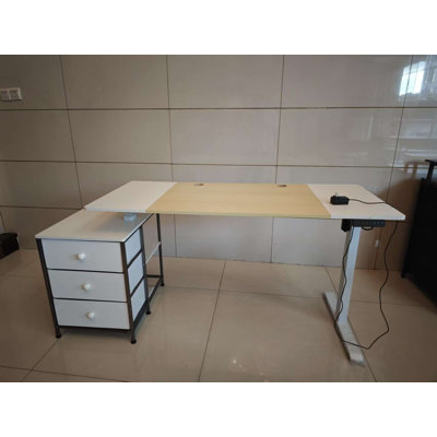 Bureau de jeu de 48 pouces avec tiroirs-classeurs et station de charge REAHome, blanc