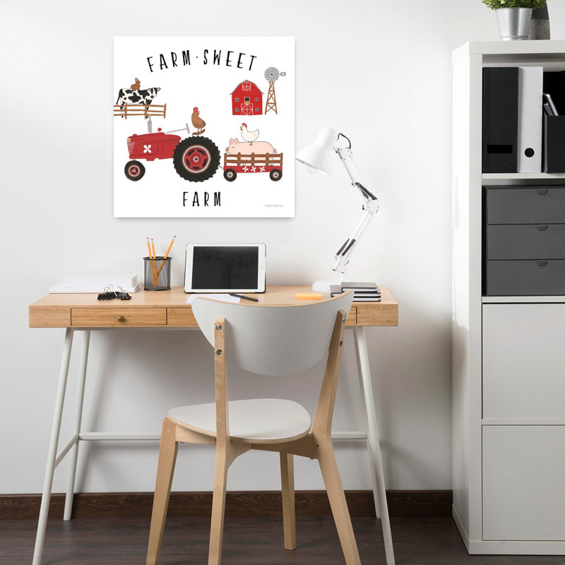 «Country Roads V V2 Abstract Contemporary Cow Rabbit Animal», art mural, H 18 po x l 18 po