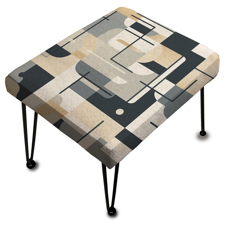 Balanced Minimalism - Striped Rectangle Ottoman