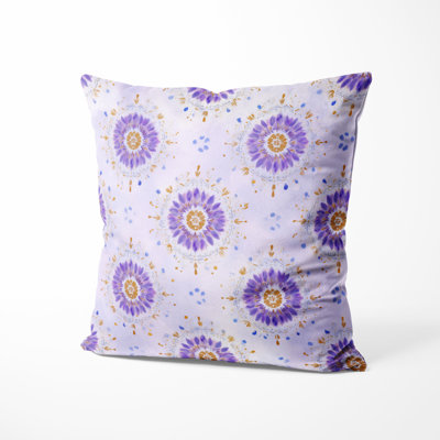 Modern Throw Pillow - Abstract Purple And Gold Boho Mandala Printed Cushion