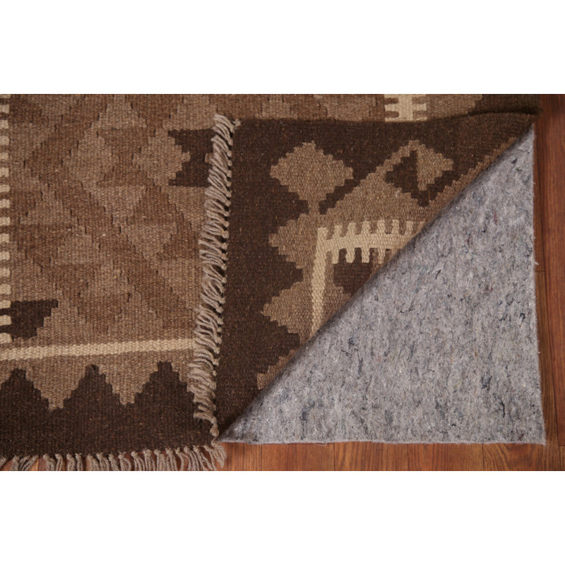 Brown Geometric Kilim Runner Rug 3x9
