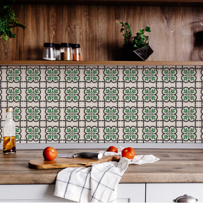 Carreau de mosaïque auto-adhésif en vinyle 5 po x 5 po, Vert