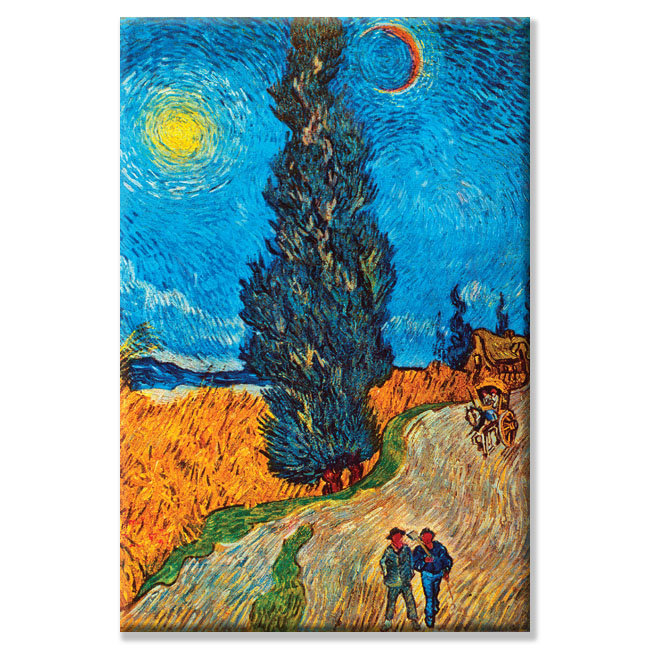 "Route avec cyprès" par Vincent Van Gogh, reproduction d'art sur toile tendue, H 24 po x l 16 po