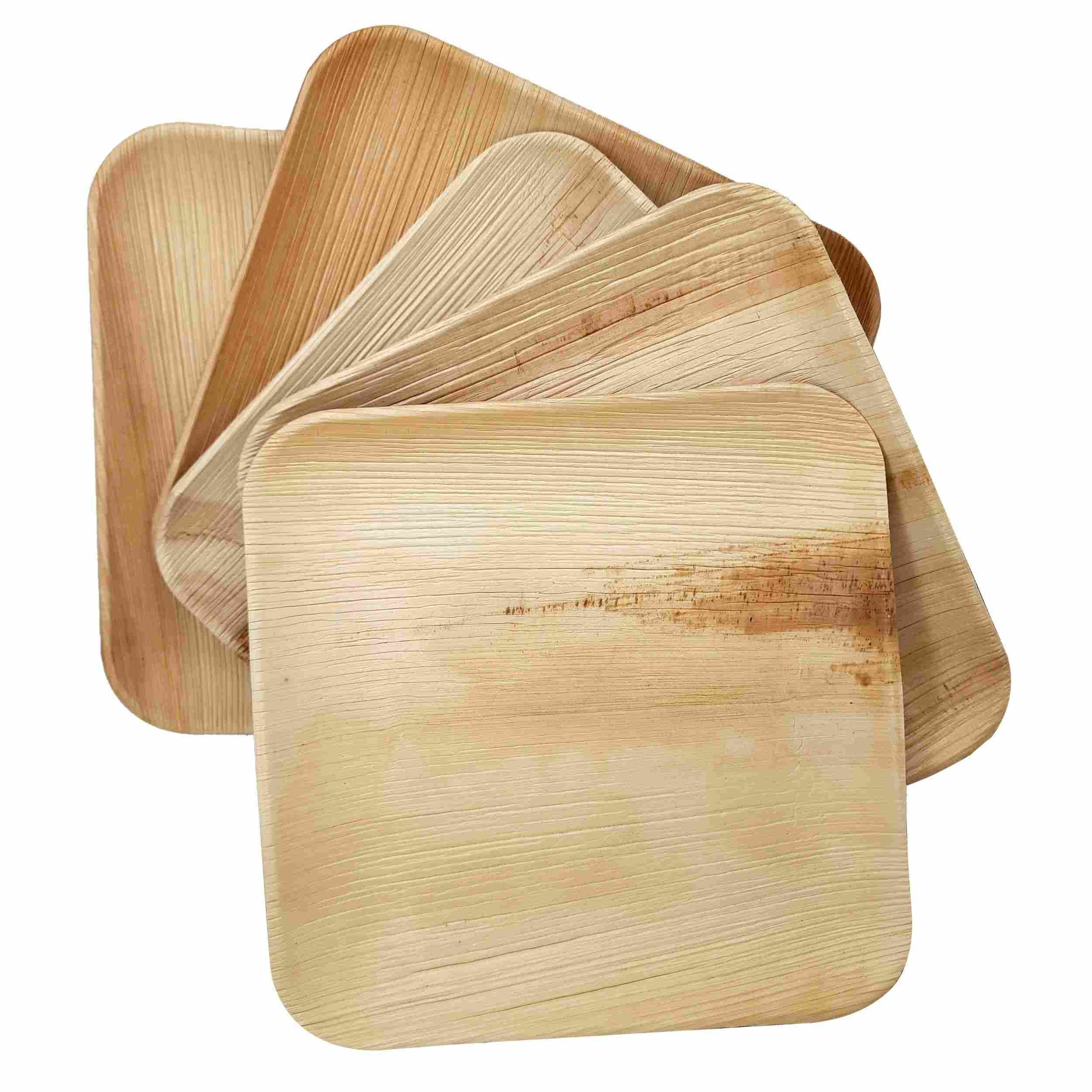 Dtocs Palm Leaf Plates 10 Square Dinner Plate Set - Pack 50 - Brown