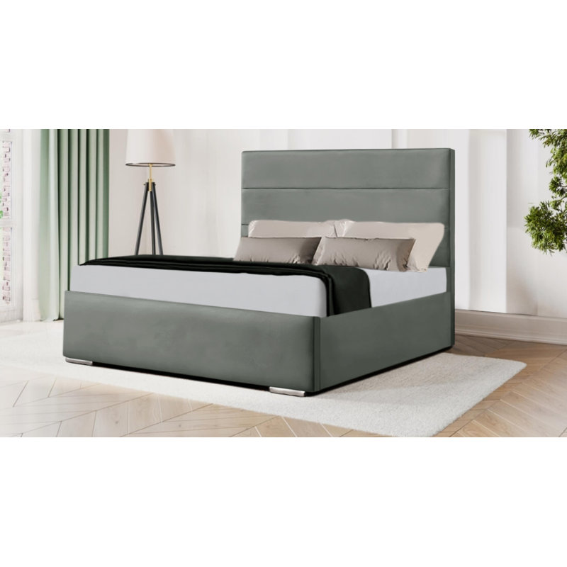 Antwyne Upholstered Bed, Chrome, Double (4'6)