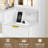 Fluted Vanity Desk With LED Mirror, 5 Drawers & RGB Glass Cabinet & Charging-698502453