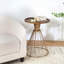 Table d'appoint en pin rétro avec bord creux et accents dorés antiques