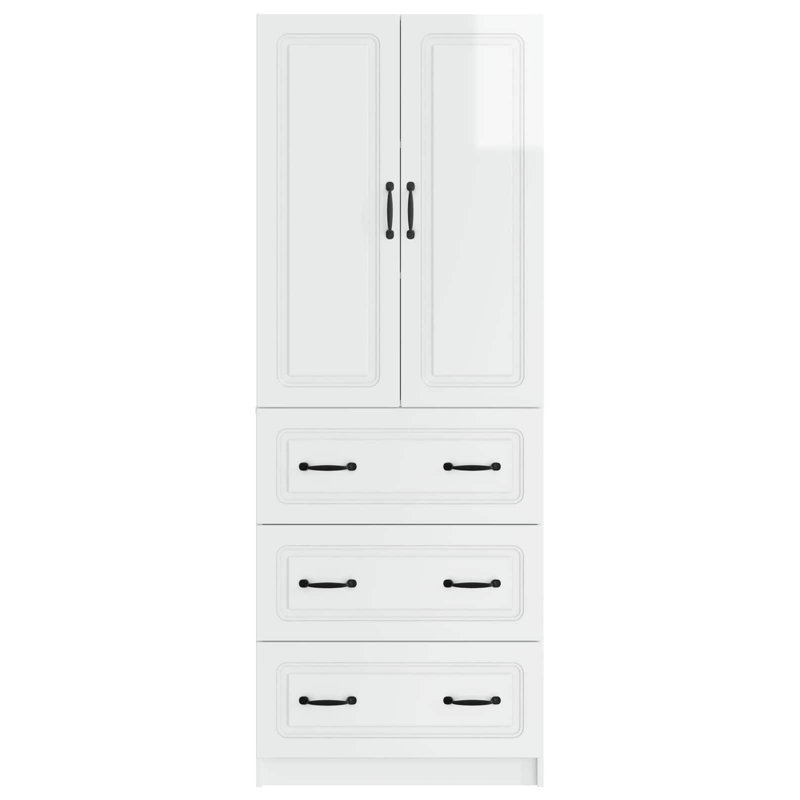 2 -Door 3 -Drawer 2 -Shelf Storage Cabinet, High Gloss White