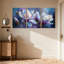 Plantes et fleurs fleurs de magnolia sur fond foncé avec ensemble de 3 impressions murales sur toile-1338401520
