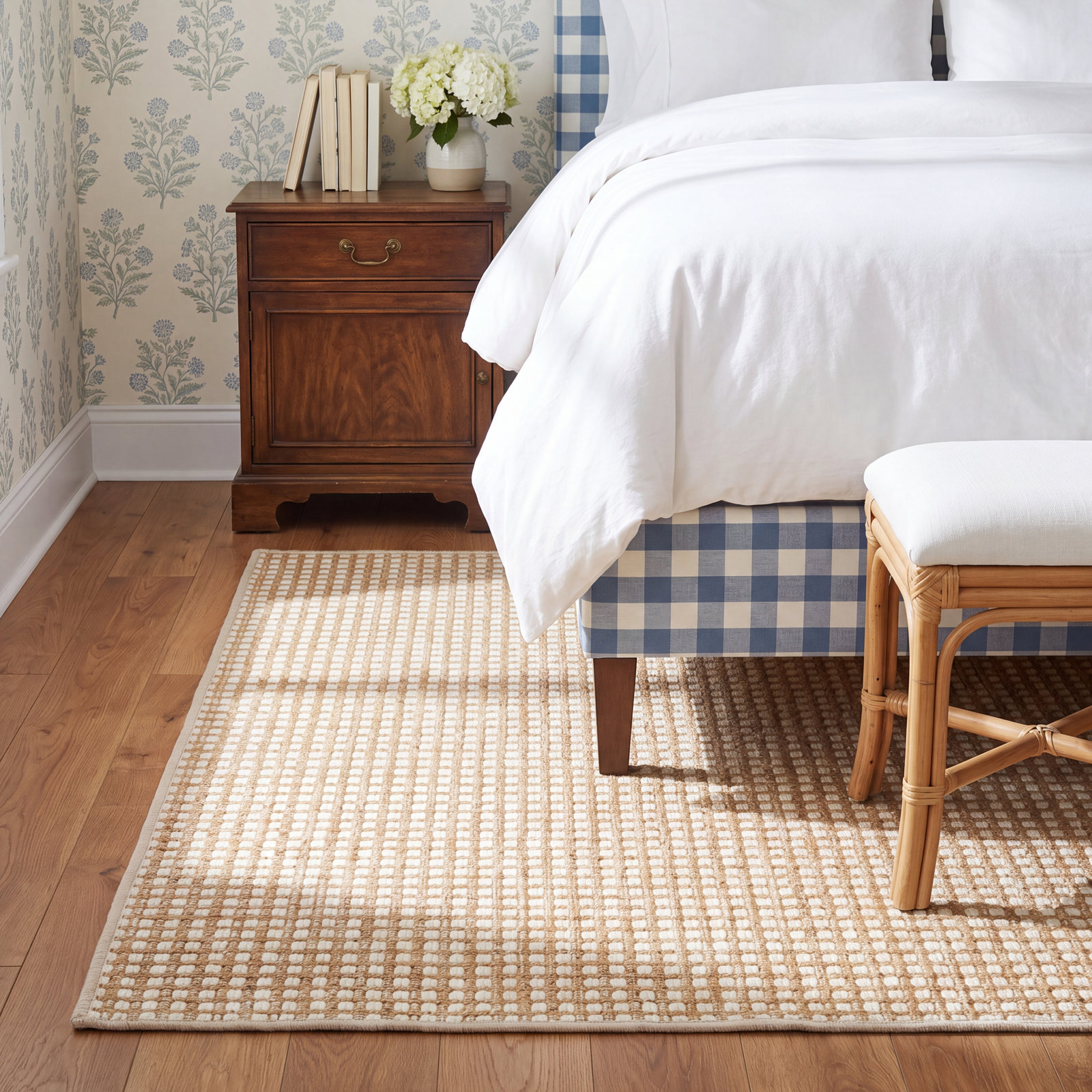 Hartley Natural Machine Washable Plaid Rug, Rectangle 7'6" x 9'6"