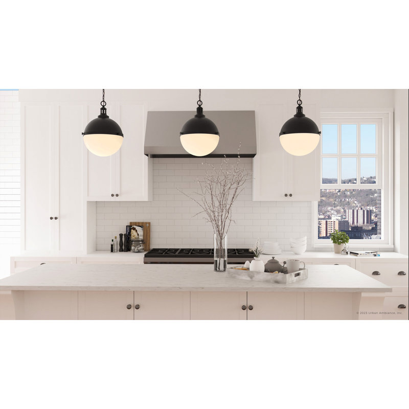 Luminaire suspendu sphère 2 lumières Valia, Noir mat