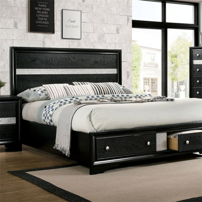 Meuble de chambre à coucher contemporain contemporain avec tête de lit grand lit 1 pièce et tiroirs
