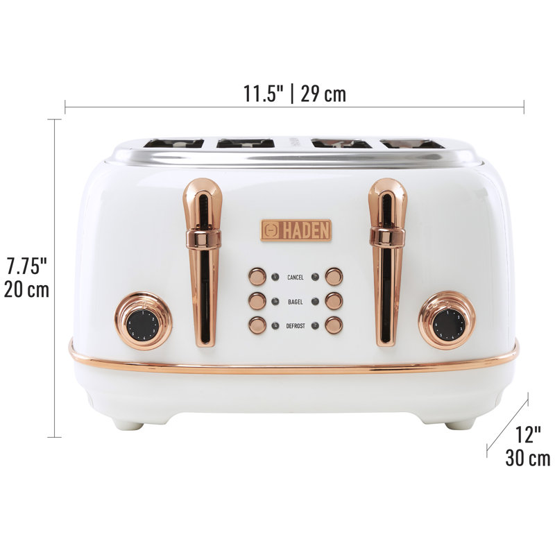 HADEN Heritage 4-Slice Wide Slot Toaster, Ivory/Brown