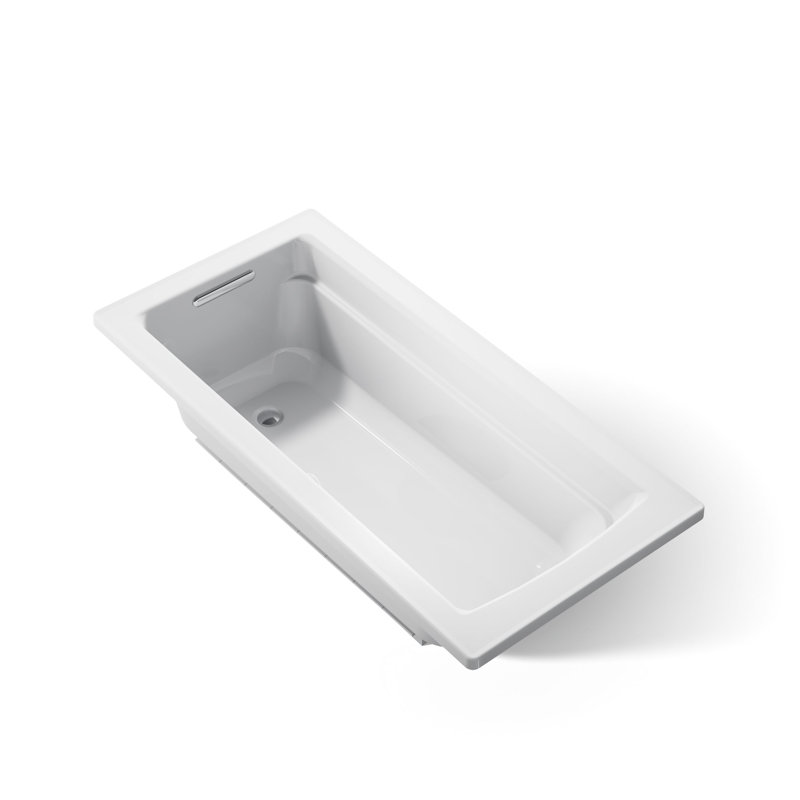 Baignoire encastrée Archer® avec surface chauffante et drain réversible, Gris glacial