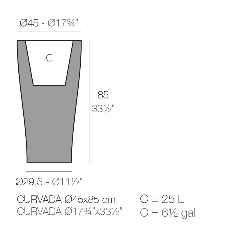 Curvada Resin Pot Planter, White, 47.25" H x 25.5" W x 25.5" D