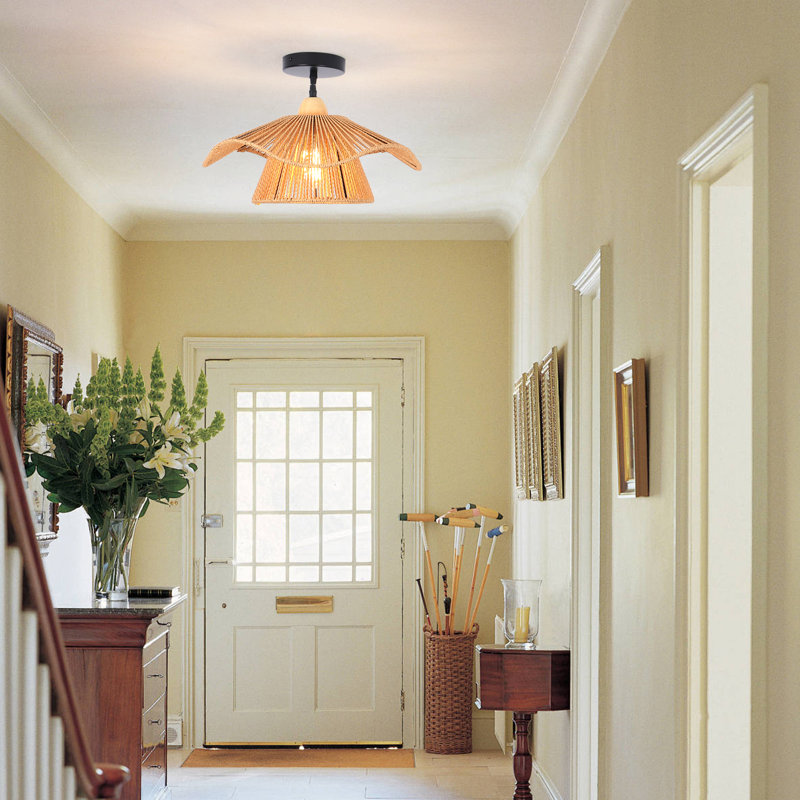 1 - Light Farmhouse Boho Rattan Pendant Light