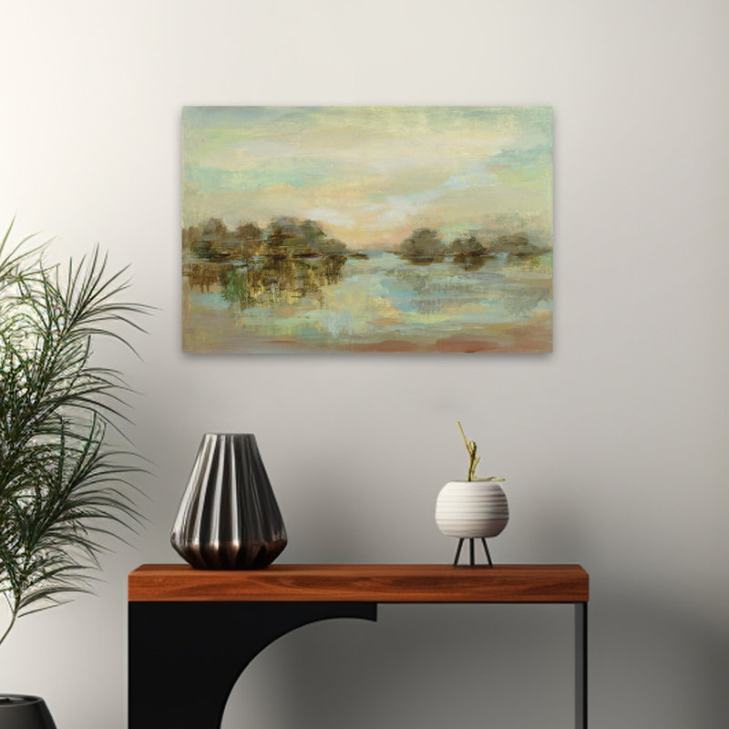 Lac Dreamy - bleu, brun, gris, vert, H 24 po x l 16 po