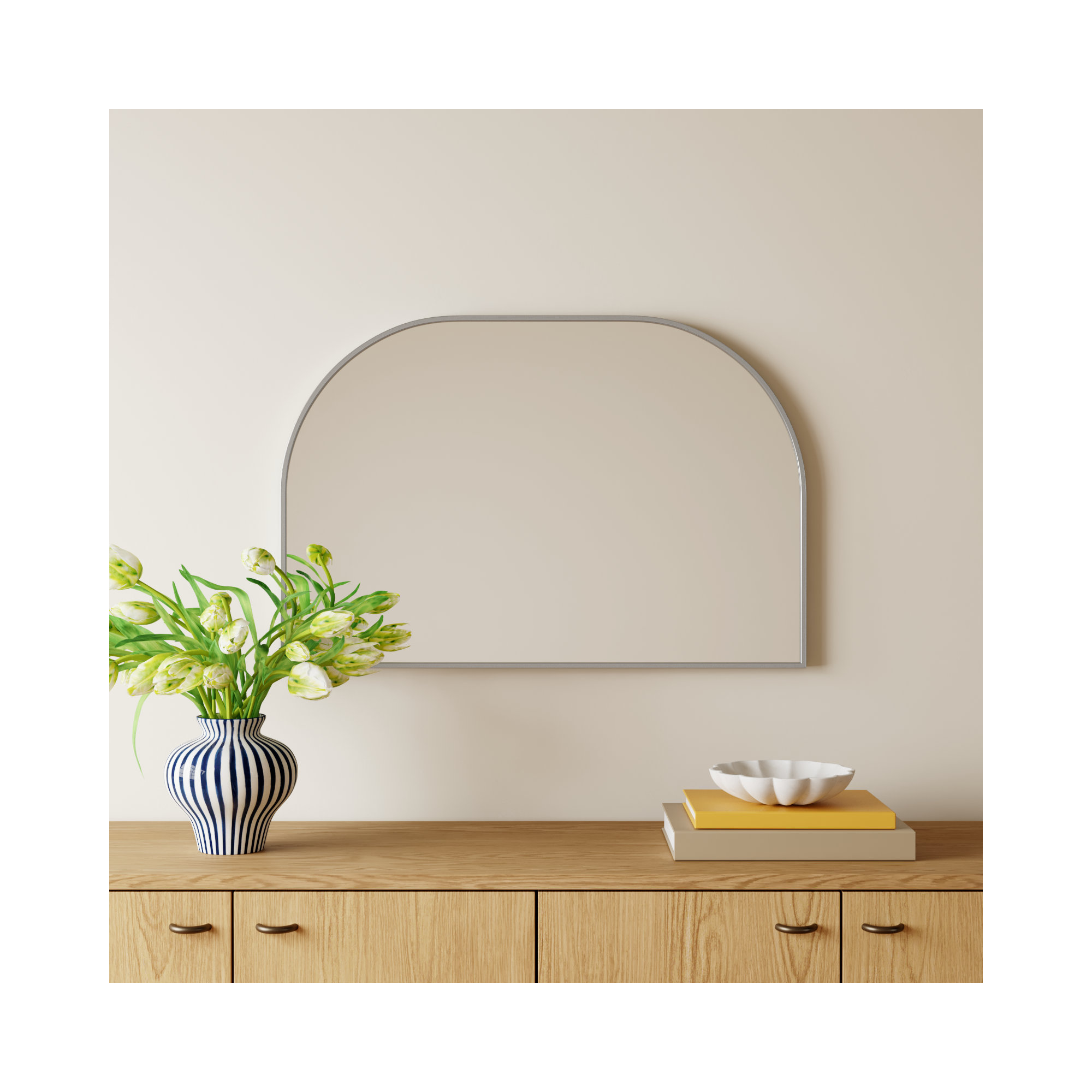 Sabine Metal Wide Arch Wall Mirror, 24" x 36", Silver