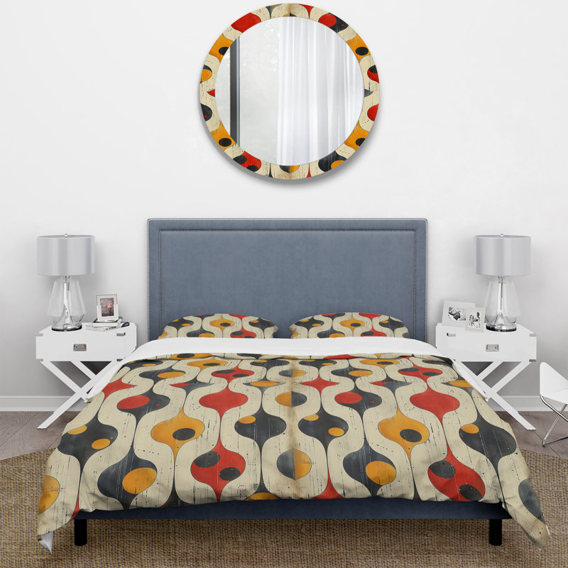 Ensemble de housse de couette orange et jaune Midcentury Charm III - Midcentury