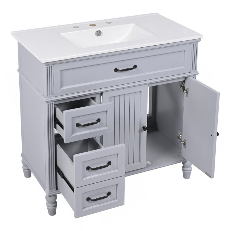 Meuble-lavabo élégant avec lavabo offrant beaucoup de rangement et des matériaux de haute qualité pour un espace de salle de bain fonctionnel et élégant.