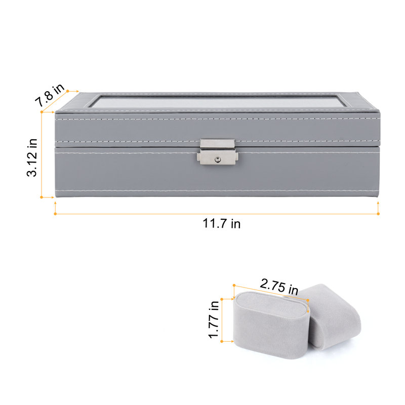 Faux Leather Decorative Box, Gray