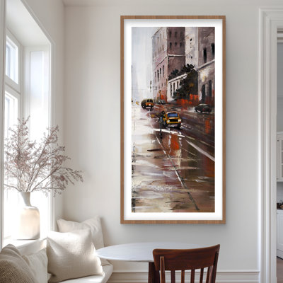 Scène de rue du matin - reproduction mat contemporaine encadrée