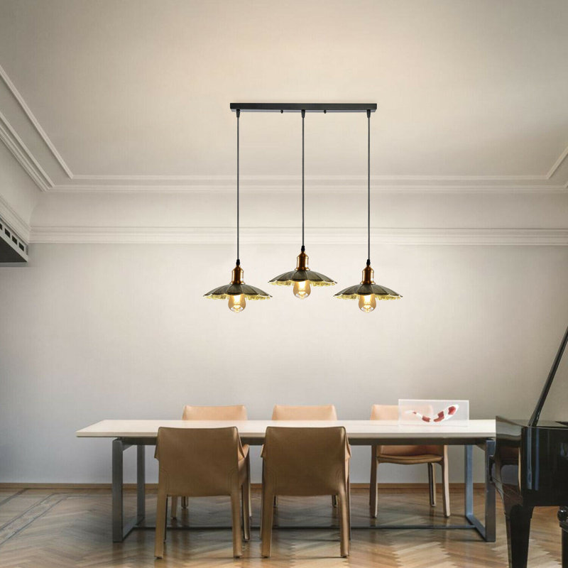 Pablo 3 - Light Black Kitchen Island Pendant, Brushed Brass