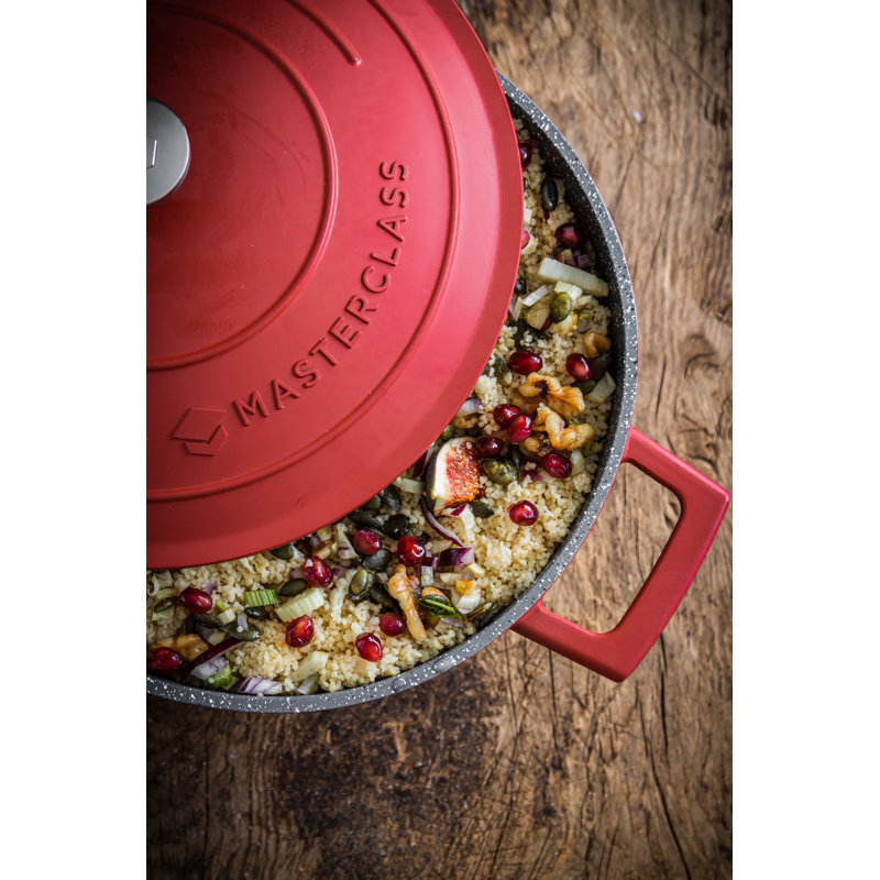 MasterClass Cast Aluminum Round Casserole, Red, 28cm / 2.5L