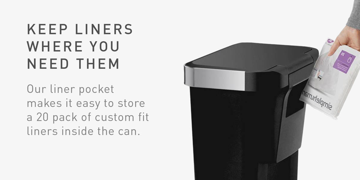 Simplehuman 45 Liter / 12 Gallon Rectangular Kitchen Step Trash Can with Soft-Close Lid, Plastic