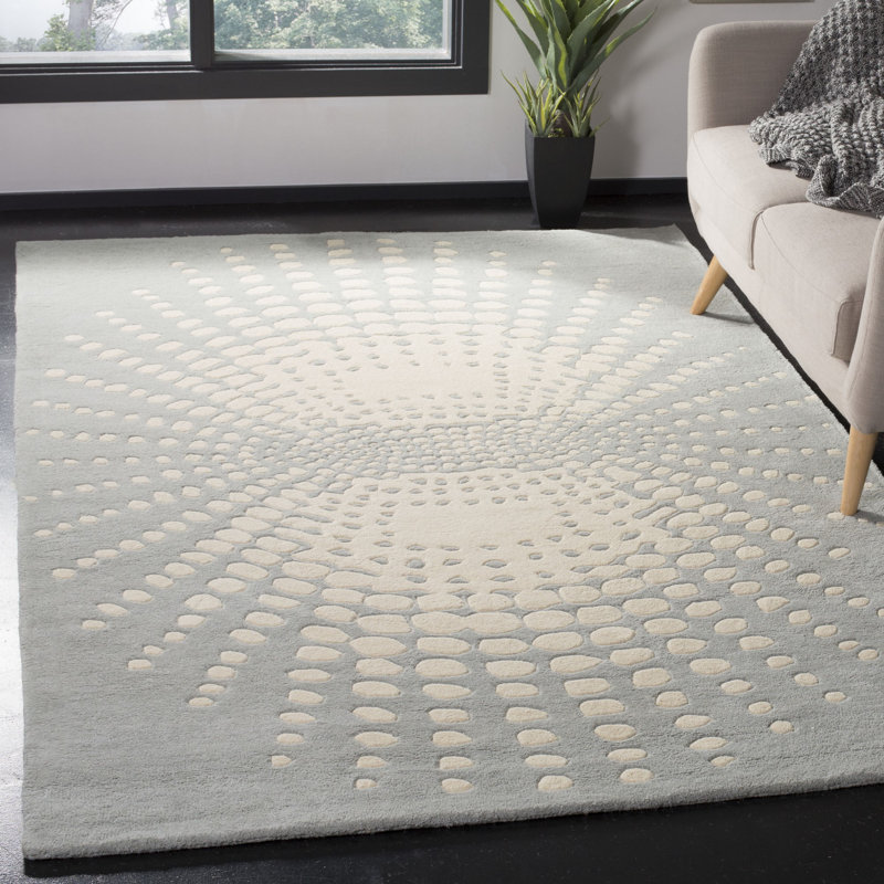 Amier Hand Tufted Wool And Viscose Polka Dots Rug, Rectangle 3'6" x 5'6"