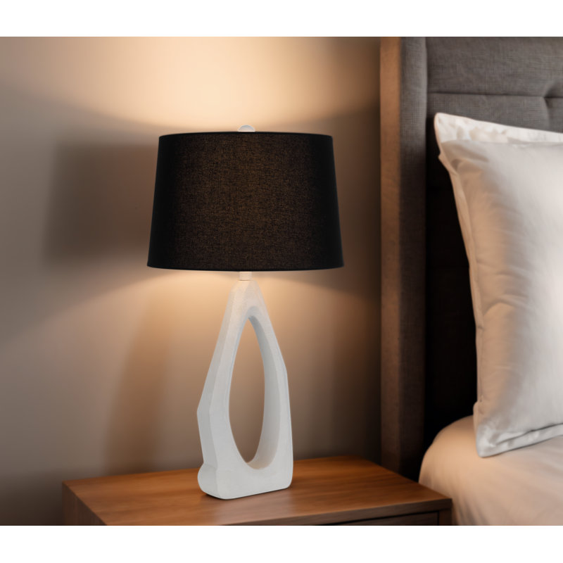 Lampe de table 150W à 3 voies en résine antilope avec abat-jour noir en tissu rigide
