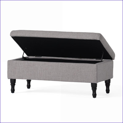 Storage Ottoman Bench With Solid Wood Legs, Tufted Ottoman With Storage Bench For Living Room, Large End Of Bed Bench Ottomans, Modern Entryway Benche