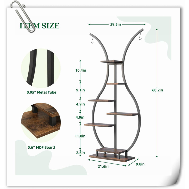 Support pour plante Attilia, H 60,20 po x L 21,60 po x l 9,80 po