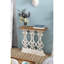 Console de 32 po avec plateau en bois brun et base rétro blanchie à la chaux, comptoir additionnel blanc 31,9 po x 11,8 po, pièce décorative