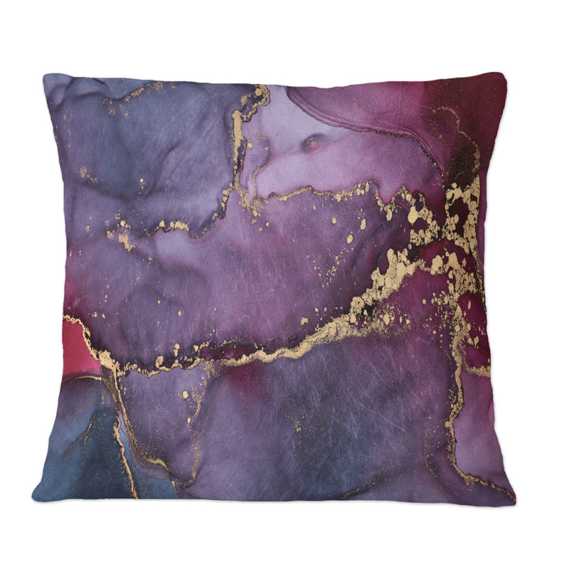 Coussin décoratif mauve à motif floral abstrait et abstrait Mauve, 18 po x 18 po
