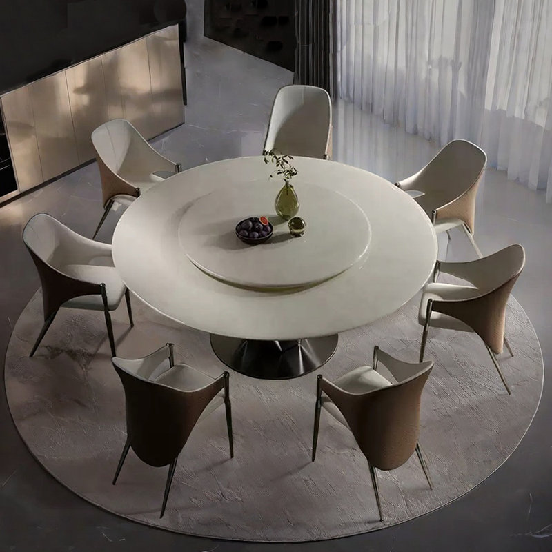 Luxury Simple Marble Round Dining Table Sets, 9