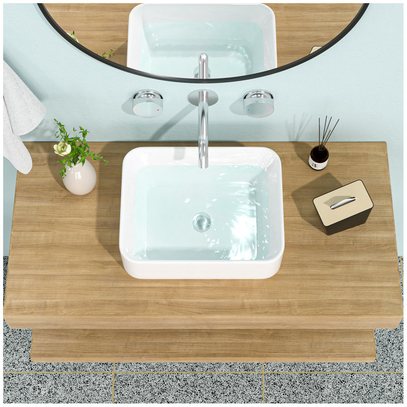Lavabo de salle de bain rectangulaire en céramique blanche 19 "X15"