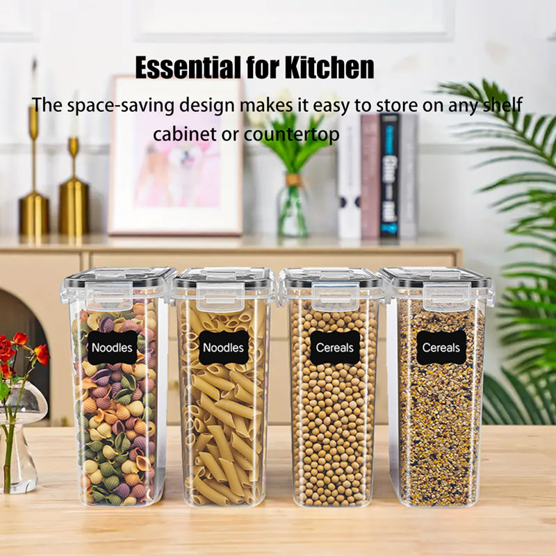 Kitchen Cereal Containers Storage Set – 4 Pack 4L(135.2 oz) Airtight Food Storage Containers with Lids, BPA-Free Cereal Dispensers for Pantry Organization and Storage