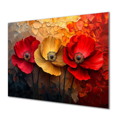 Crimson Serenity Of Vibrant Red Poppies II - Traditional Metal Art Print, Poppies Metal Wall Art